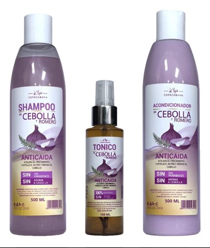 Kit Shampoo + Acondicionador + Tonico Cebolla Y Romero