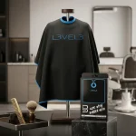 Capa Level 3 Negra con Borde Azul y Cuello de Silicona – Capa de Barbería - Imagen 5