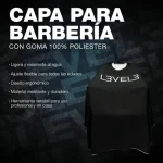 Capa Level 3 Negra con Borde Blanco y Cuello de Silicona – Capa de Barbería - Imagen 3
