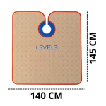 Capa Level 3 Beige con Borde Rojo y Cuello de Silicona – Capa de Barbería - Imagen 3