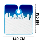 Capa Level 3 Blanca con Borde Azul y Cuello de Silicona – Capa de Barbería - Imagen 3