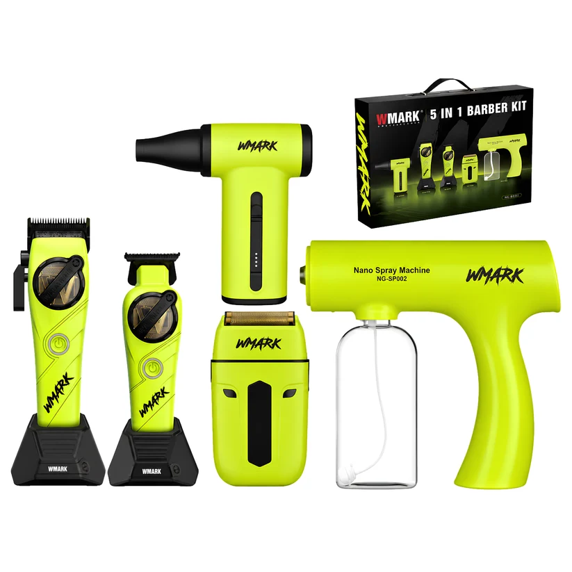 WMARK NG-8637KIT 5 en 1 Kit WMARK NG-8637KIT 5 en 1 con clipper trimmer shaver turbo fan y spray